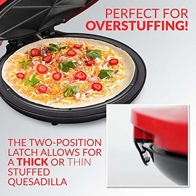 6-Wedge Electric Quesadilla Maker, Extra Stuffing Latch, Red