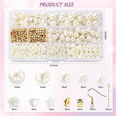 Golden Spacer Beads False Pearl Beads for Jewelry Making Flat Round Pony  Beads Elastic String for Bracelet Making 