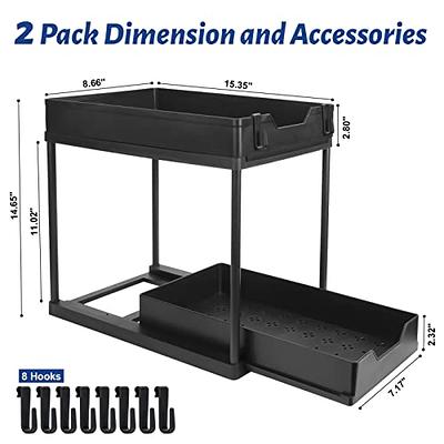 HI NINGER 2 Pack Adjustable Height Under Sink Organizers and Storage, 2Tier  Bathroom Organizer Under Sink,Multifunction Kitchen Under Sink Organizer