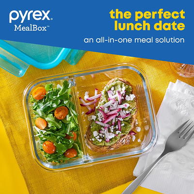 Pyrex MealBox 2.3-cup Divided Glass Food Storage Container with Blue Lid -  Yahoo Shopping