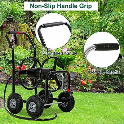 Garden Hose Reel Cart - 4 Wheels Portable Garden Hose Reel Cart