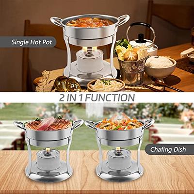 BriSunshine 6 Packs Individual Single Shabu Hot Pot,1QT Mini Round Chafing  Dish Buffet Set,Stainless Steel Food Server Warmers with Glass Lids for  Caterings Parties Wedding - Yahoo Shopping