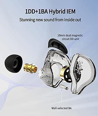  CCZ Melody in Ear Monitor, Dynamic Hybrid Dual Driver in Ear  Earphones 1BA+1DD HiFi Wired Headphones Musicians IEM Upgrade Deep Bass  Suitable for Bass Vocals Pop Folk ACG (No MIC, Transparent)… 