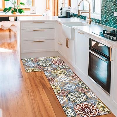 HEBE Boho Anti Fatigue Kitchen Rug Sets 2 Piece Non Slip Cushioned