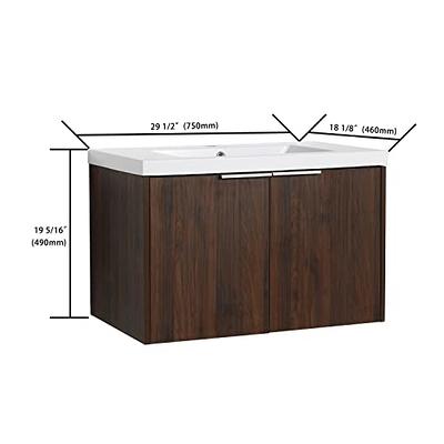 Sybrioka Bathroom Vanity with Ceramic Sink, 30 Floating Bathroom Storage  Cabinet Vanity Set, Modern Bath Cabinet with Adjustable Open Shelves Wood