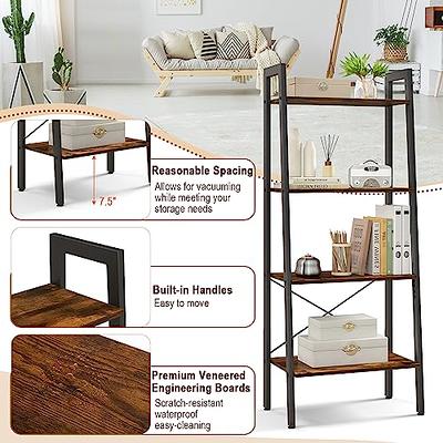 VECELO 4-Tier Ladder Corner Storage Shelf with Metal Frame, Multipurpo