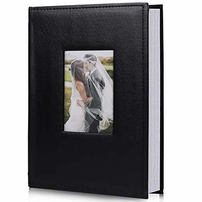 RECUTMS Photo Album 4x6 Holds 500 Photos Black Pages Large Capacity Leather Cover Wedding Family Baby Photo Albums Book Horizont