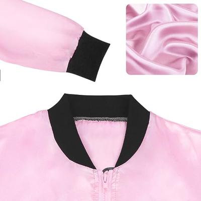 DuyaJoinX 50s Ladies Pink Satin Jacket with Polka Dot Neck Scarf