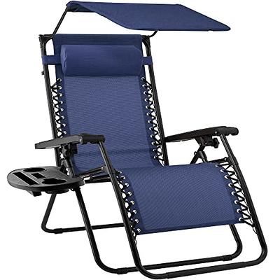 BOZTIY Zero Gravity Chair, Patio Folding Reclining Lounge Chair with Removable Cushion & Tray for Indoor and Outdoor, Blue