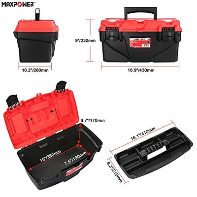 MAXPOWER 17-Inch Tool Box, Portable Tool Box with Removable Tray