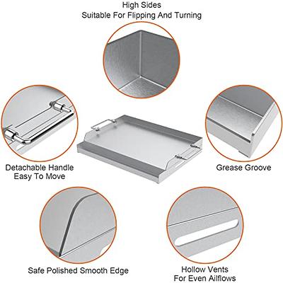 MixRBBQ Universal Stainless Steel Griddle for Gas Grill, 17 X13 Flat Top  Grill with Foldable Handles for Stove, BBQ Charcoal/Gas Grills, Parties  Grilling - Yahoo Shopping