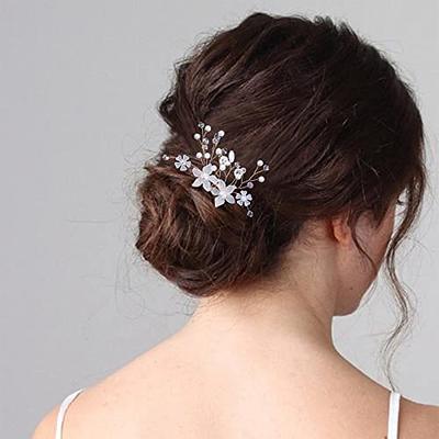 Pearl Rhinestone Crystal Bridal Hair Accessories Women Hair Comb Bride Hair  Clip