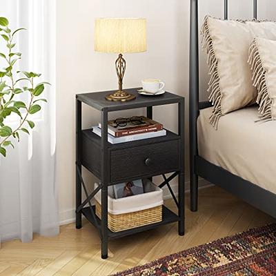 Tajsoon 3 Tier Tall Side Table 24 Small End Table with Storage Shelf,  Small Table for Small Spaces, Sofa Couch Side Table for Living Room,  Bedroom