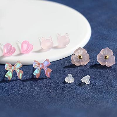 Plastic Earrings, KMEOSCH 4 Pairs Plastic Earrings for Sensitive Ears  Surgery, Cute Heart Flower Bear Plastic Posts Stud Earrings Retainers Pink  - Yahoo Shopping