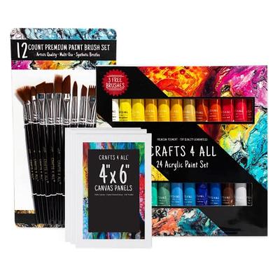 Acrylic Paint Set with 12 Art Brushes, 36 Colors (2 oz/Bottle) Acrylic  Paint for Painting Canvas, Wood, Ceramic and Fabric, Paint Set for  Beginners