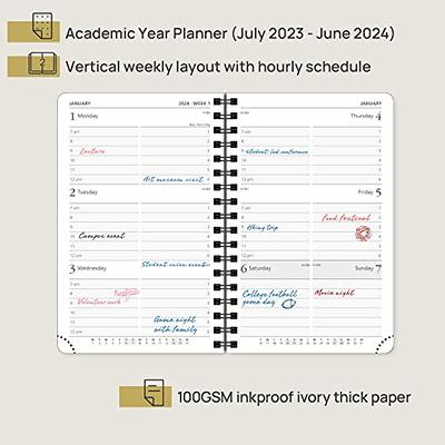 POPRUN Planner 2023-2024 (8.5'' x 10.5'') Academic Calendar (July 23-June  24) Daily Weekly and Monthly Appointment Book with Hourly Time Slots, Hard  Cover, Monthly Tabs, 100 GSM - Pacific Green - Yahoo Shopping