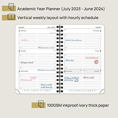  POPRUN Planner 2023-2024 (8.5''x 6.5'') Academic Calendar  (July 23-June 24) Daily Weekly and Monthly Appointment Book with Hourly  Time Slots, Hard Cover, Monthly Tabs, 100 GSM - Pacific Green : Office  Products