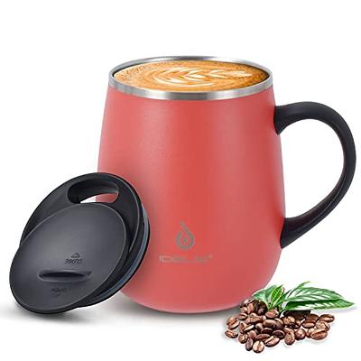 SUNWILL Stainless Steel Travel Coffee Mug, Insulated Double Wall Camping Cup  with Handle, 22oz, Powder Coated Black 