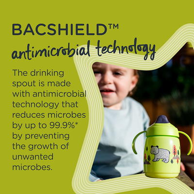 Straw Insulated Sippy Cup for Toddlers, Bacshield Antimicrobial