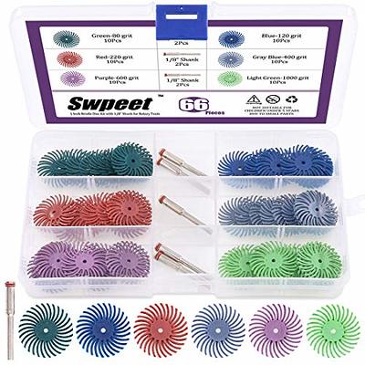 Swpeet 66Pcs 1 Inch 6 Mixed Grit 80/120/220/400/600/1000 Radial