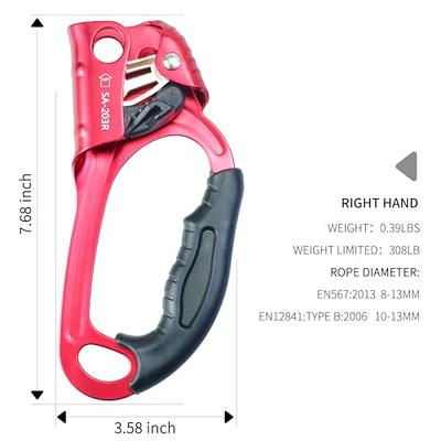 Climbing Right Hand Ascender Mountaineering Ergonomic Rappelling Gear  Equipment Climbing Rope for 8-13mm