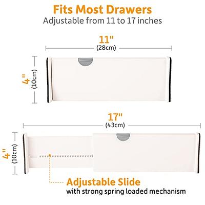 Drawer Dividers Organizer 4 Pack, Adjustable Separators 4 High Expandable  from 11-17 for Bedroom, Bathroom, Closet,Clothing, Office, Kitchen