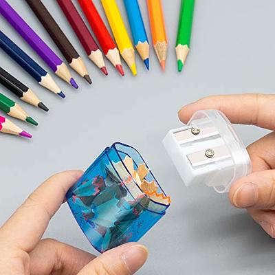 Sonuimy Pencil Sharpeners, 4 Pcs Pencil Sharpeners Manual,Dual Holes  Compact Colored Handheld Pencil Sharpener for Kids with Lid Adults Students