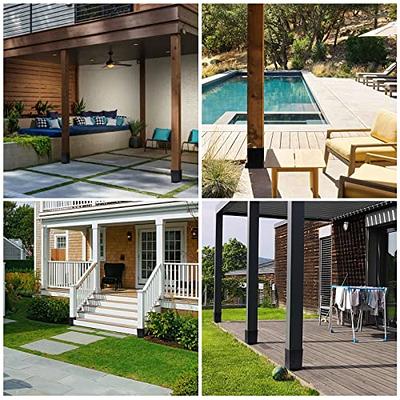 AXWHYS 4x4 Post Base 2 Pcs, (Inner Size 3.6x3.6) Post Anchors, 13GA Thick  Solid Steel & Black Powder Coated,Deck Post Brackets Support Deck Base  Plate