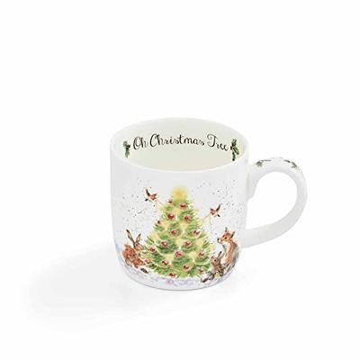Royal Worcester Wrendale Designs Oh Christmas Tree Mug & Coaster Set, 11  Ounce Coffee Mug with Coaster, Made from Fine Bone China