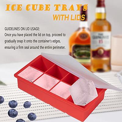 KENTON Ice Cube Trays (Set of 2 with Bin&Lid), Whiskey Ice Cube Mold Round  Ice Cube Trays for Freezer, Large Ice Cube Molds Tray Silicone Ice Mold Ice