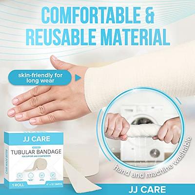 JJ CARE Tubular Bandage, 4” x 12 Yards Stockinette Tubing for Legs and  Knees, Size F Reusable Elastic Bandage Sleeve, Tubular Compression Bandage  Roll for Ankles and Elbows, Rubber Latex w/Cotton 