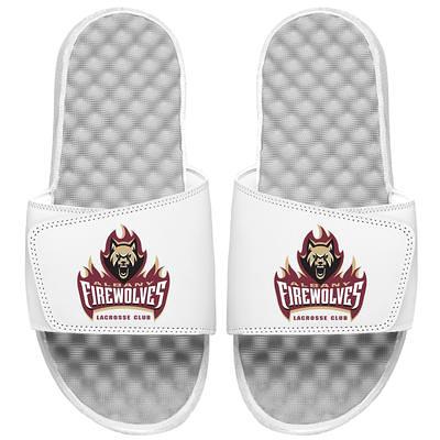 Men's ISlide White Albany FireWolves Primary Logo Slide Sandals