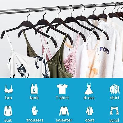 Lightweight Non Slip Wooden Hangers - 10 Pack Heavy Duty Wood Coat Hangers  with Soft Stripes for Camisole, Jacket, Dress Clothes, Sweater, Natural