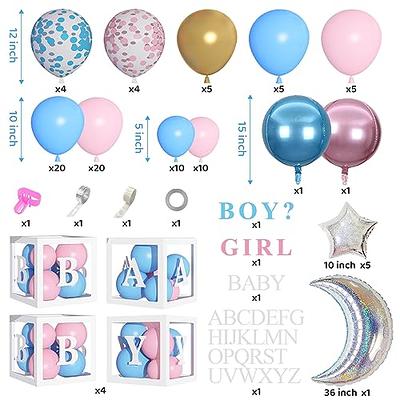 Gender Reveal Party Decoration Boy or Girl Party Supplies with Baby Boxes  36 Inch Gender Reveal Balloon Pink and Blue Gender Reveal Balloons Garland