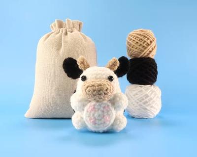 Plush Cow Crochet Kit for Adults, Beginner Crochet Kit, Animal Amigurumi  DIY Craft Kit 