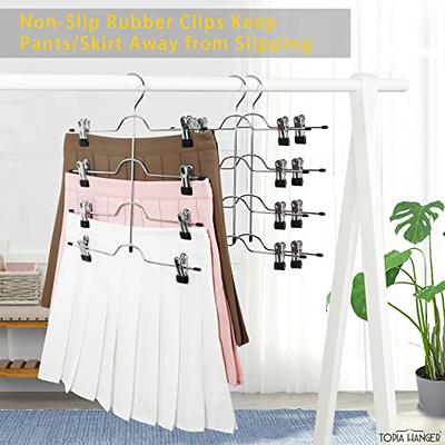 LAOYBLES Upgrade 9 Layers Pants Hangers Space Saving, Set of 4 Closet  Organizer for Jeans Trousers Skirts Scarf, Multi Purpose S-Type Hanger with  Hooks(White) - Yahoo Shopping