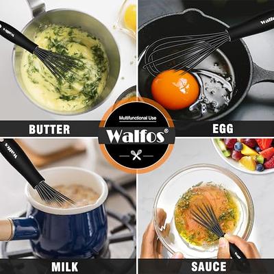 Walfos Silicone Whisk, Non Scratch Coated Whisks- Heat Resistant Kitchen  Whisks for Cooking Non Stick Cookware, Balloon Egg Beater Perfect for