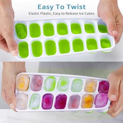 ARTLEO Ice Cube Tray with Lid and Bin, Upgrade Easy Release Silicone &  Plastic Ice Cube