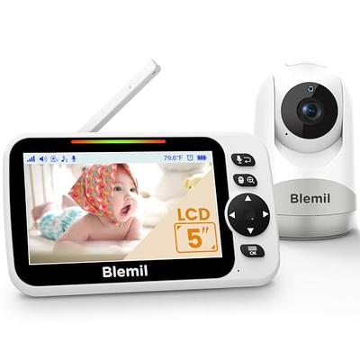Baby Monitor 5 Large Display Video Baby Monitor with Remote Pan-Tilt-Zoom, Infrared Night Vision, Temperature Display, Lullaby, Two Way Audio