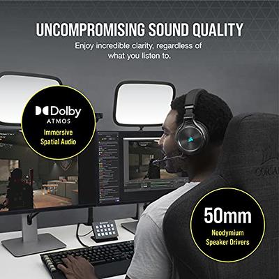 Corsair HS80 MAX Wireless Multiplatform Gaming Headset with Bluetooth -  Dolby Atmos - Broadcast Quality Microphone - iCUE Compatible - PC, Mac,  PS5