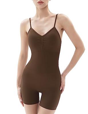PUMIEY Jumpsuits for Women Spaghetti Strap Workout Unitard Rompers Bodysuit  One Piece Outfits Tiramisu X-Large - Yahoo Shopping