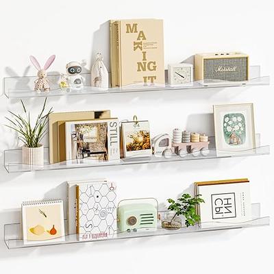 Fixwal Acrylic Shelves, 15 Inch Floating Wall Mounted Shelves, Clear Funko  Pop Display Case, Invisible Bookshelf, Wall Decor for Kids and Bathroom