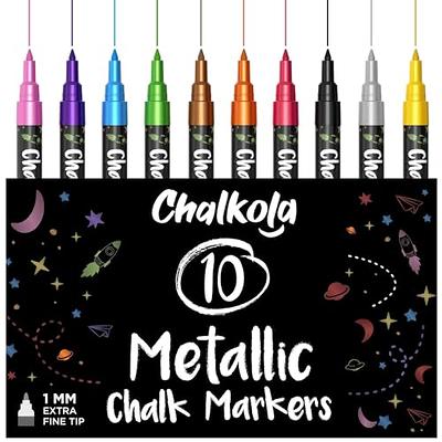Extra Fine Tip Metallic Chalk Markers (10 Pack, 1mm) Liquid Chalk Pens -  For Blackboards, Chalkboard, Bistro Menu, Window - Wet Wipe Erasable -  Yahoo Shopping