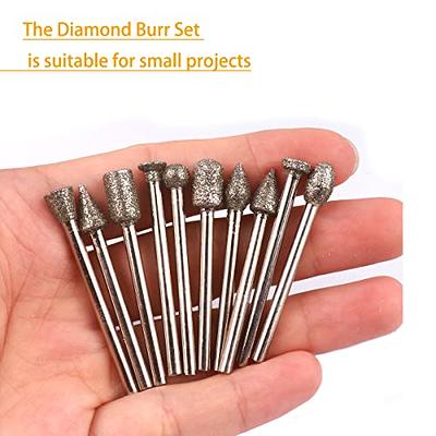 Stone Carving Set Diamond Burr Bits Compatible with Dremel, 46Grit 150Grit  24PCS Polishing Kits Rotary Tools Accessories with 1/8'' Shank for