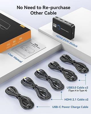 HDMI USB KVM Switch Selector for 2 Computers Share Keyboard Mouse Printer  and One HD 4K Monitor, 2 KVM Cables Included