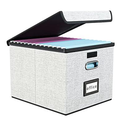 Huolewa Decorative File Storage Organizer Box with Lid, Portable