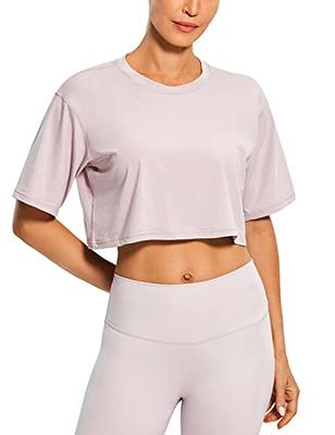 CRZ YOGA Women's Pima Cotton Workout Crop Tops Short Sleeve Yoga Shirts  Casual Athletic Running T-Shirts : : Clothing, Shoes & Accessories