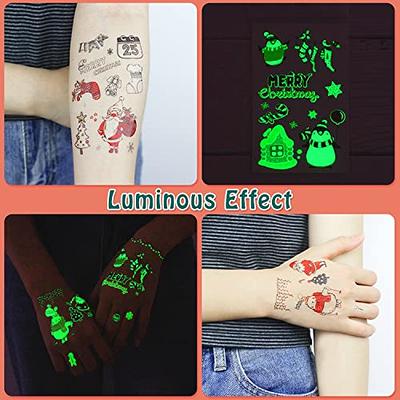  Christmas Temporary Tattoos Stocking Stuffers for Kids Boys  Girls, Glow in the Night Dark Kids Tattoos, Christmas Party Favors Supplies  Decorations, Christmas Fun Dollar Items for Kids (10 sheets) : Toys