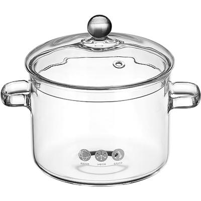 YARNOW Glass Simmer Pot, Glass Saucepan with Cover, 2 Quart Clear Glass  Pot, Handles (8.7 x 6.3 x 6.7 Inch, 64 Oz)