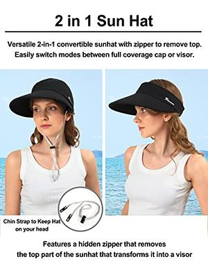 Sun Hat Women Sun Beach Visor Cap UV Protection with Wide Brim for Sports  Beach Golf Hiking (Black/Black) - Yahoo Shopping